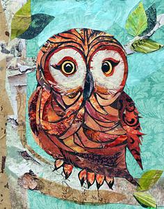 Hootie- recycled paper collage