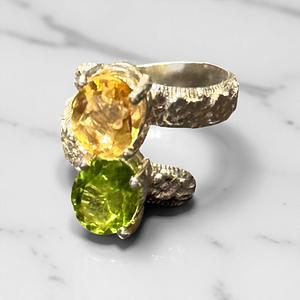 Bypass Adjustable Topaz & Peridot Ring