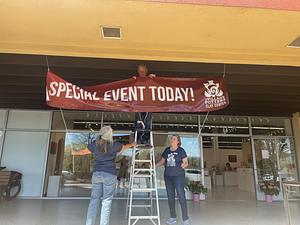 Special Event Banner Going Up