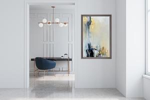 Abstract Painting framed on a wall 