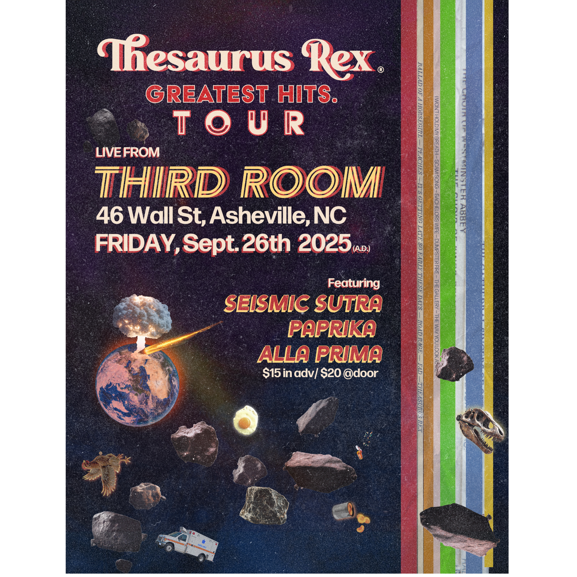 Thesaurus Rex w/Seismic Sutra, Paprika, Alla Prima | Upcoming Arts
