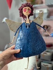 Handmade mixed-media angel by Stacy Vajta of Sacred Art & Story